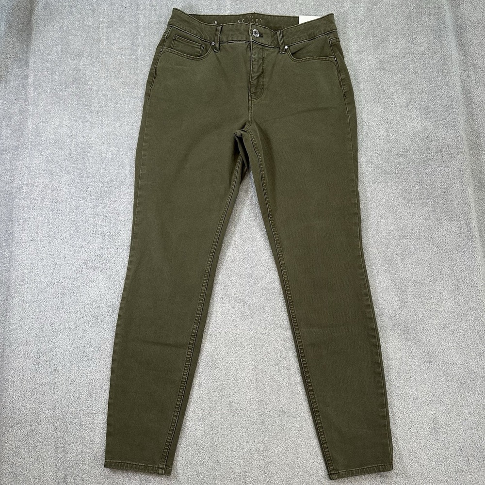 White House Black Market The Sculpt High Rise Skinny Ankle Womens Olive Jean 6 R